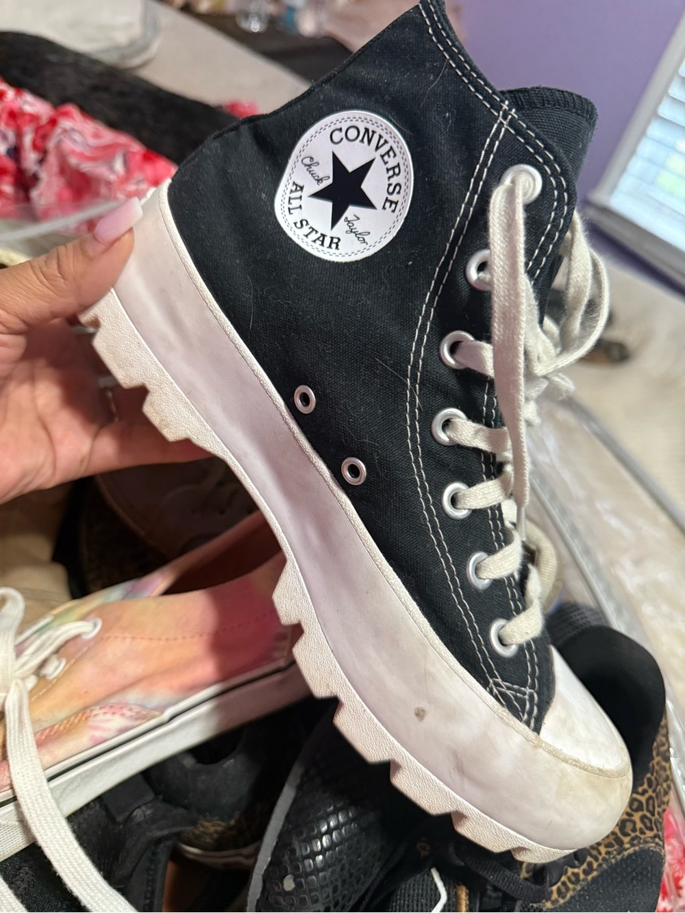Converse Kids Black Canvas Lug-Sole All Star High-Top Sneakers